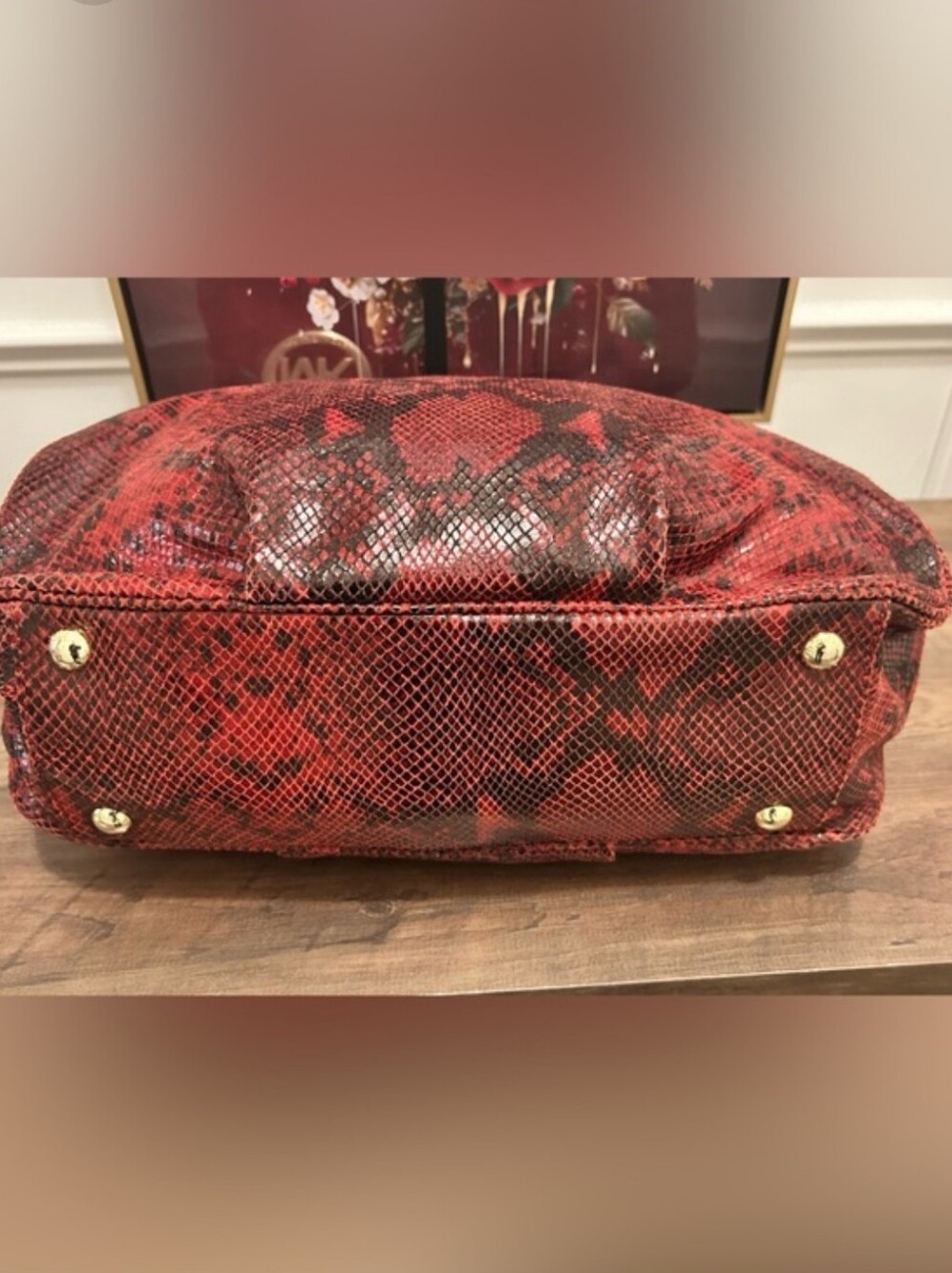Michael Kors Red Snakeskin-Print Shoulder Bag - Picture 10 of 16